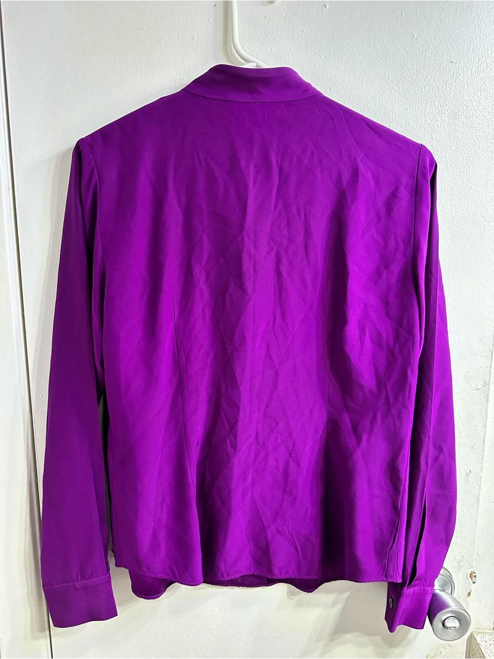 Lafayette 148 New York Magenta Button-Front Silk Shirt - Picture 6 of 9